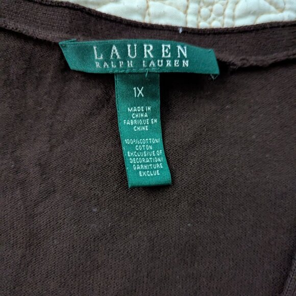 Lauren by Ralph Lauren Women's Cardigan Sz. 1x Brown - Picture 5 of 12